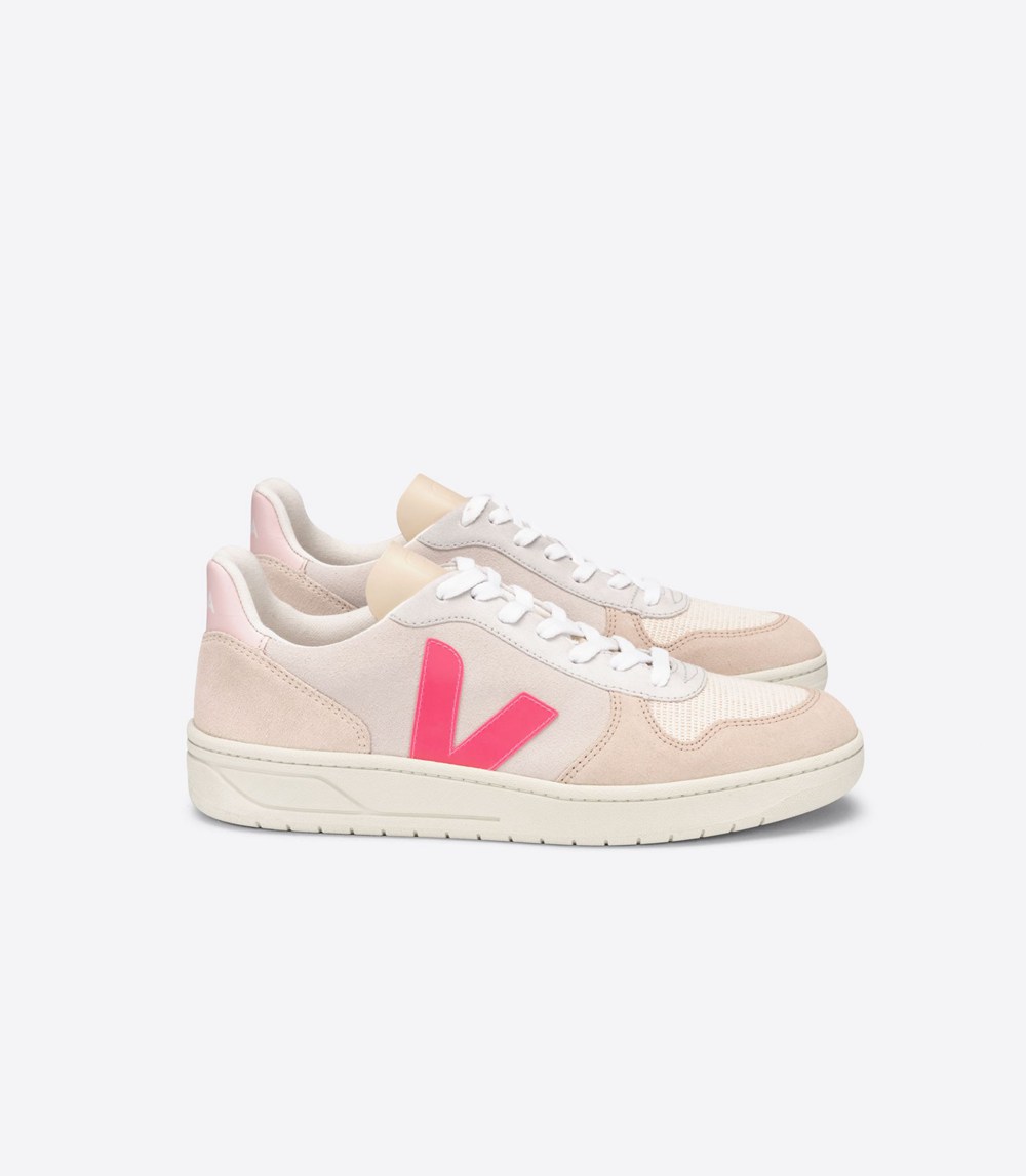 Veja Sneakers Womens - V-10 Suede Multico Natural - Beige/Pink - 4395SLBCY